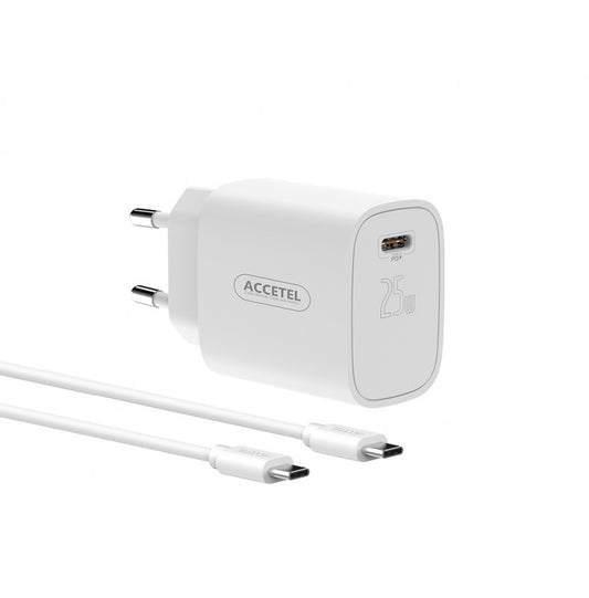 Carregador de Parede Carregamento Rápido PD 25W Cabo Tipo-C para Tipo-C 1M