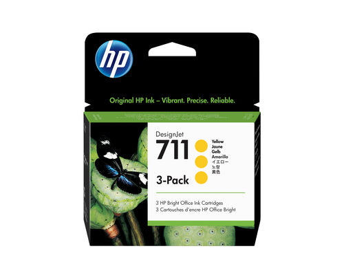 Pack de 3 de cartucho de tinta original HP 711 Amarelo