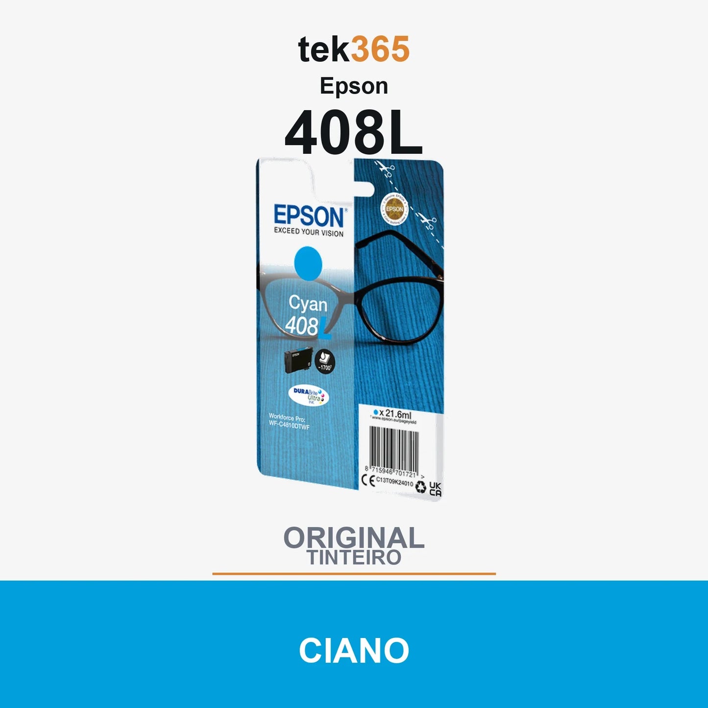 Cartucho de tinta original Epson 408L Ciano