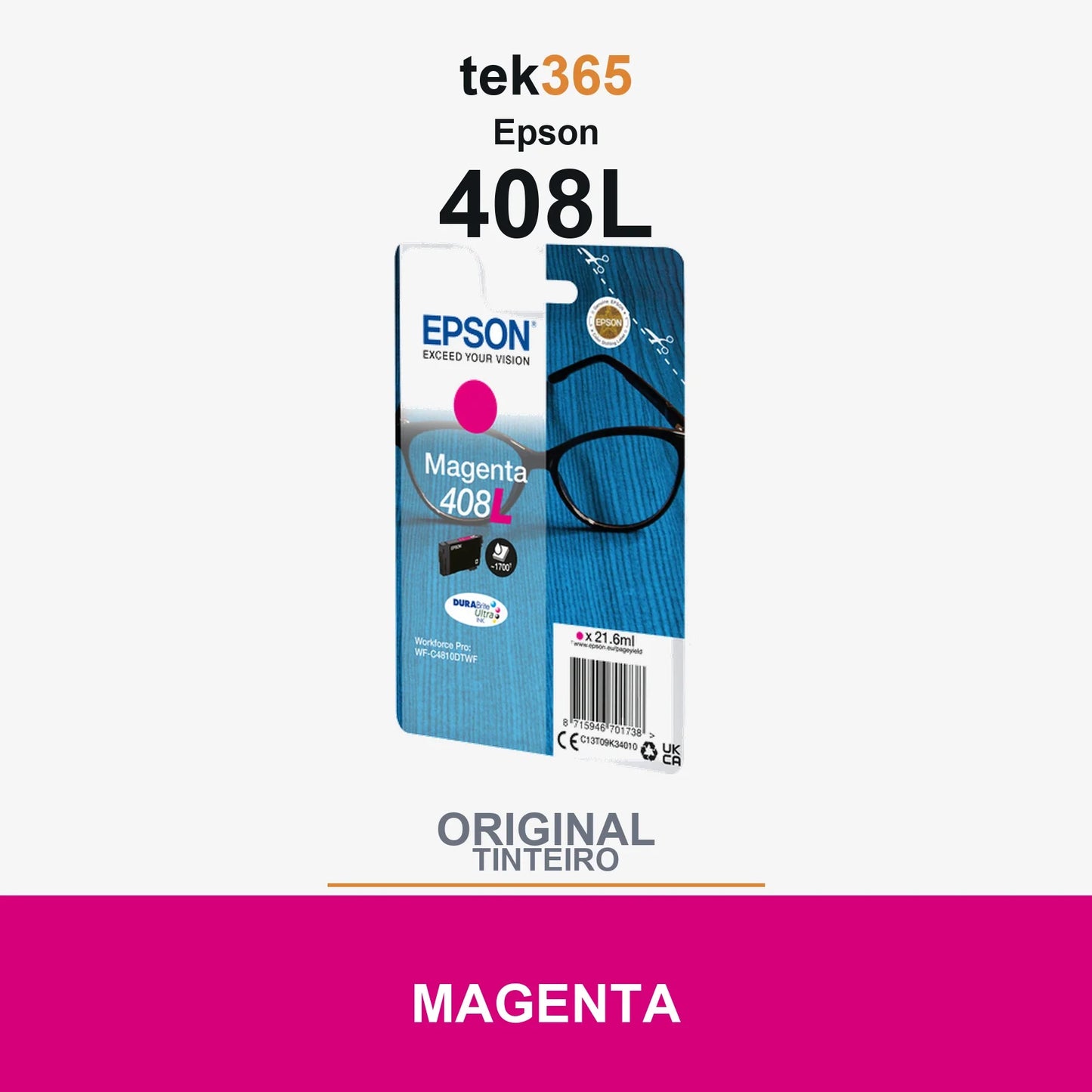 Cartucho de tinta original Epson 408L Magenta