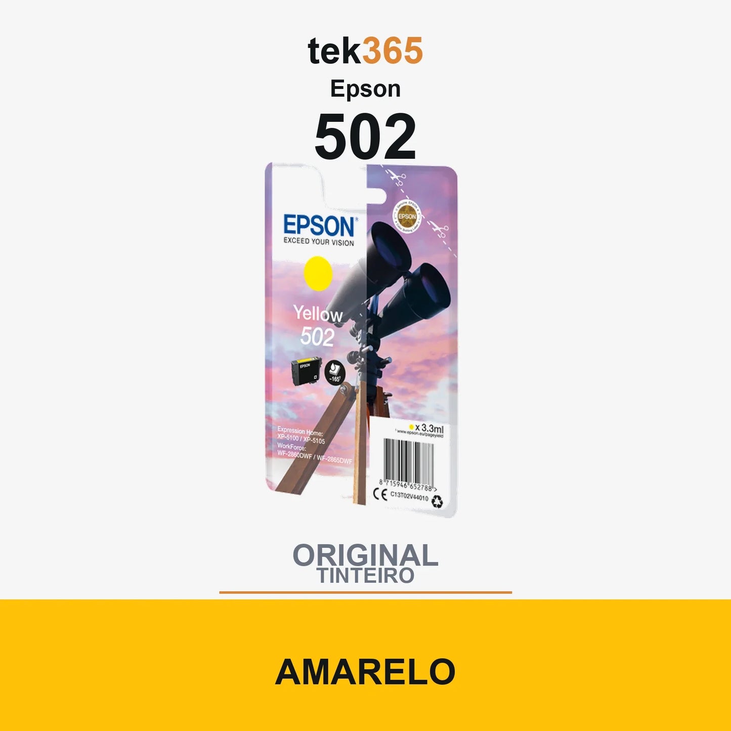 Cartucho de tinta original Epson 502 Amarelo