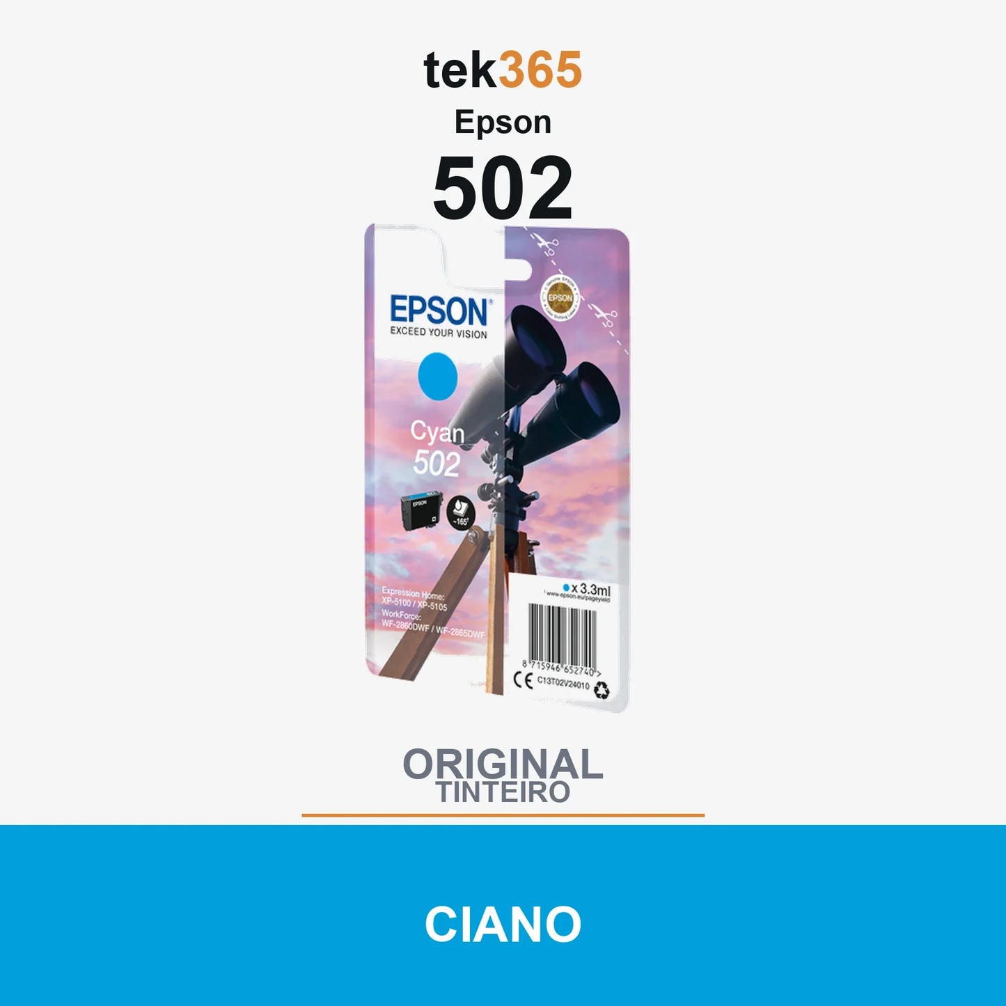 Cartucho de tinta original Epson 502 Ciano
