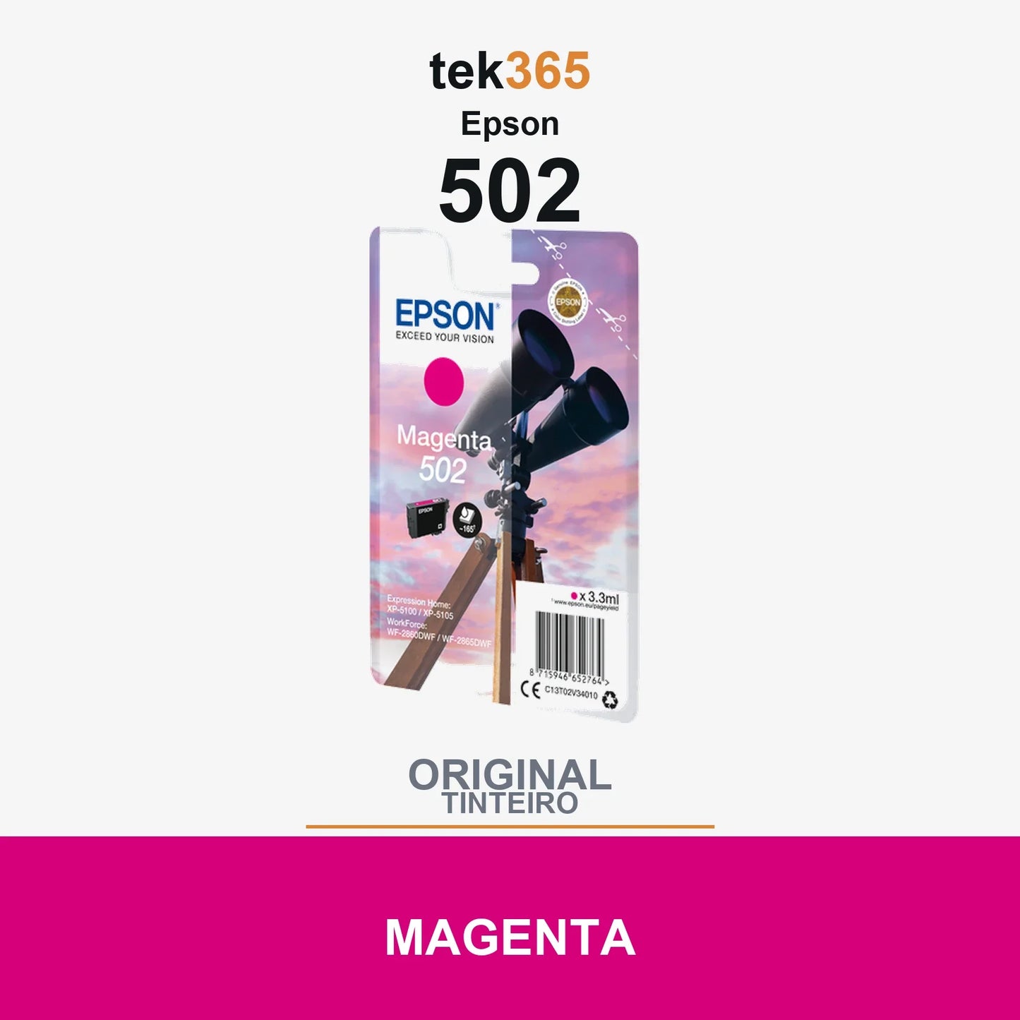 Cartucho de tinta original Epson 502 Magenta