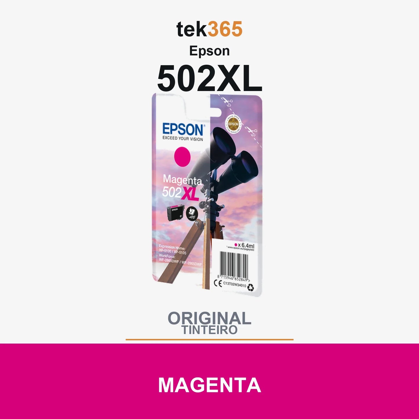 Cartucho de tinta original Epson 502XL Magenta