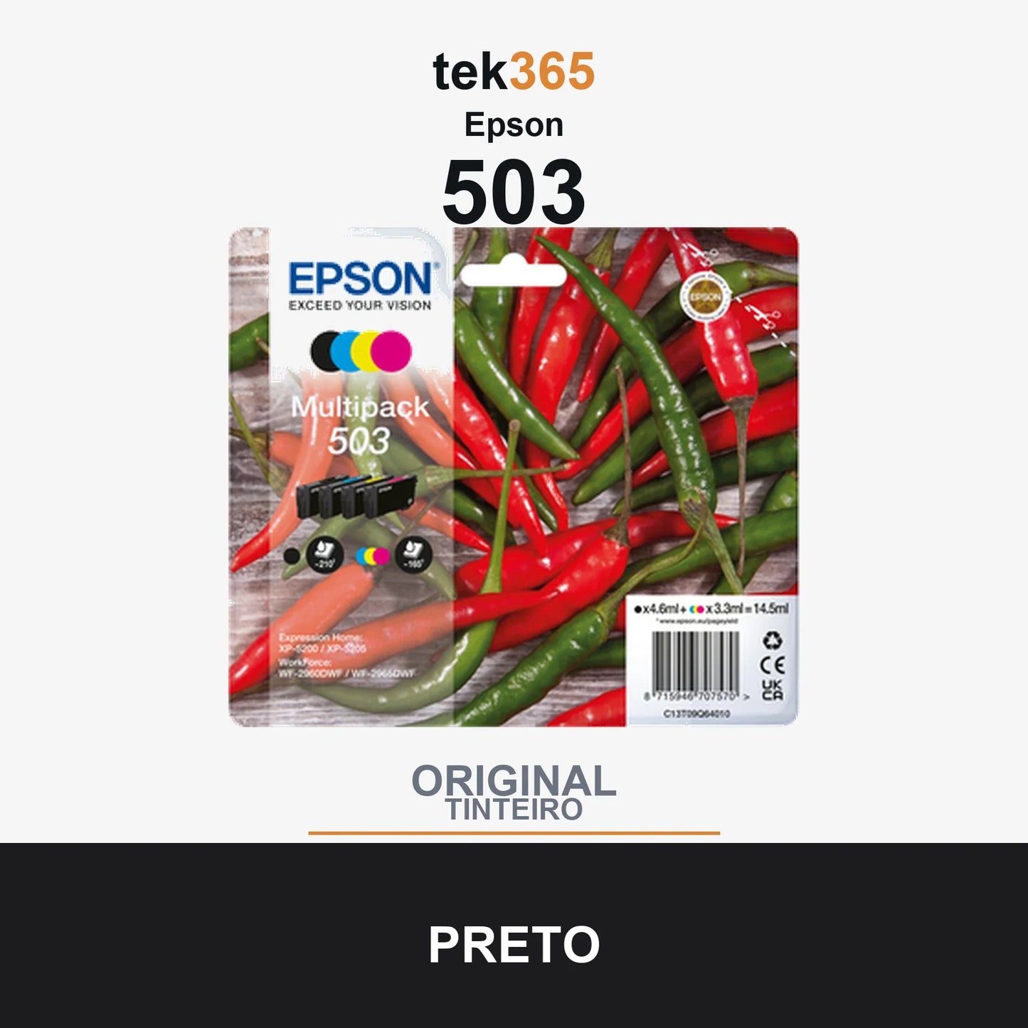 Pack de 4 de cartucho de tinta original Epson 503 4 Cores