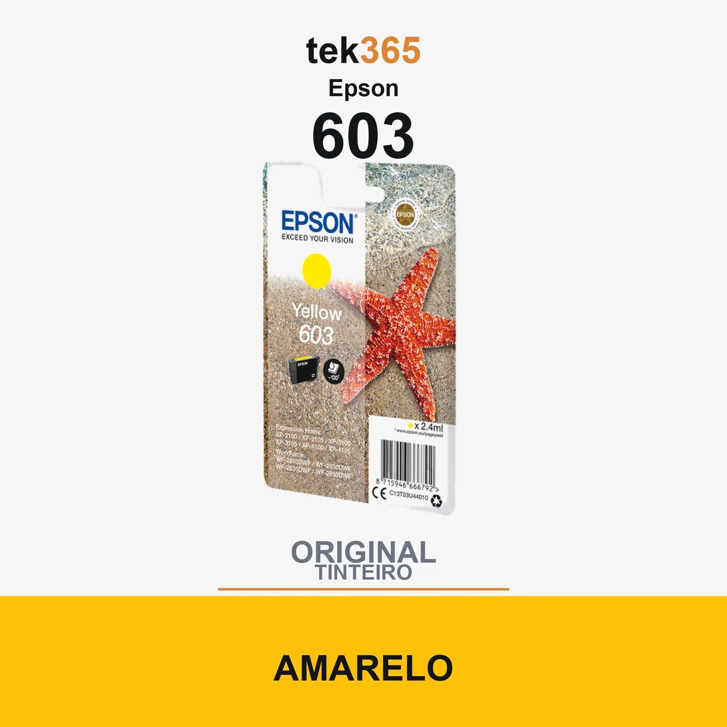 Cartucho de tinta original Epson 603 Amarelo