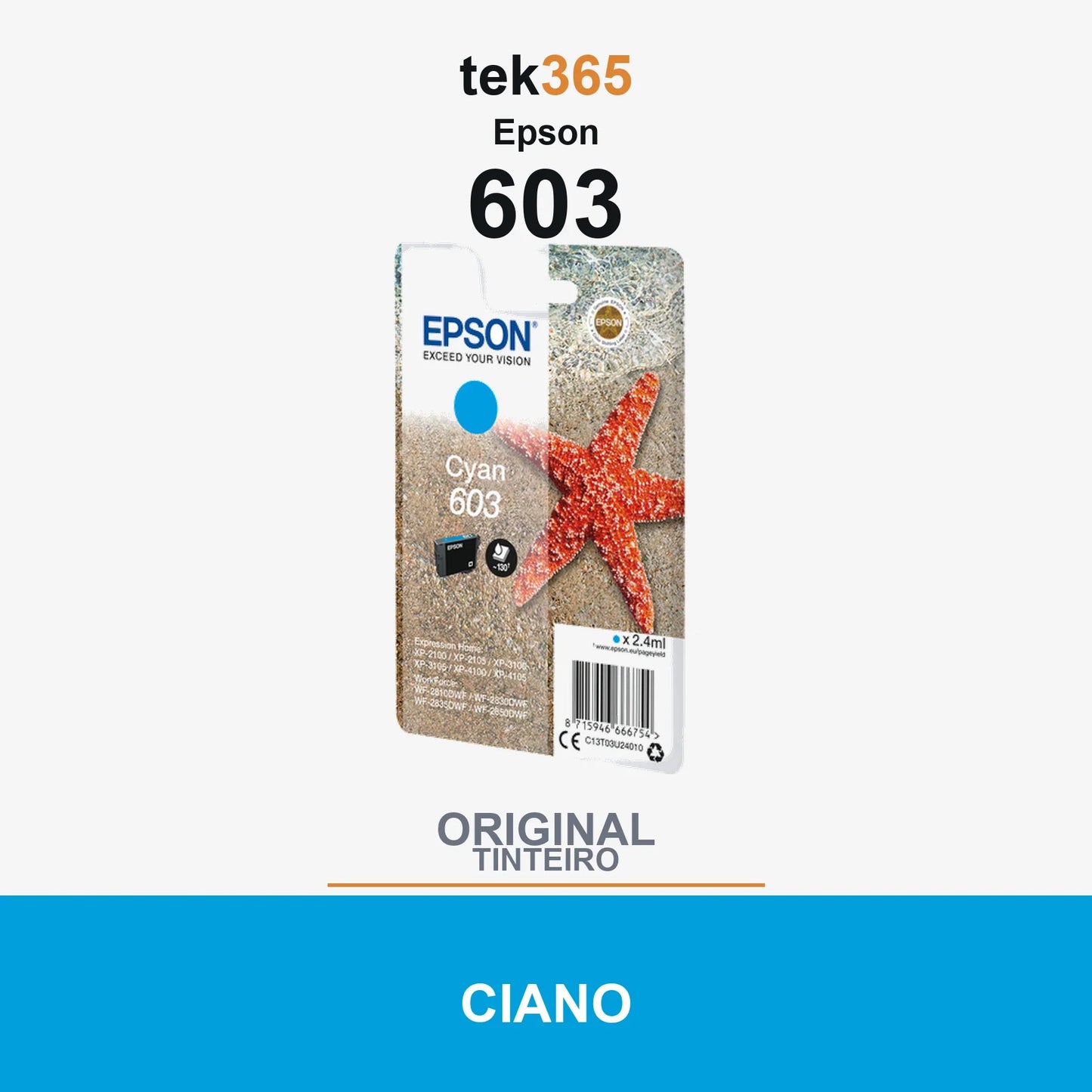 Cartucho de tinta original Epson 603 Ciano