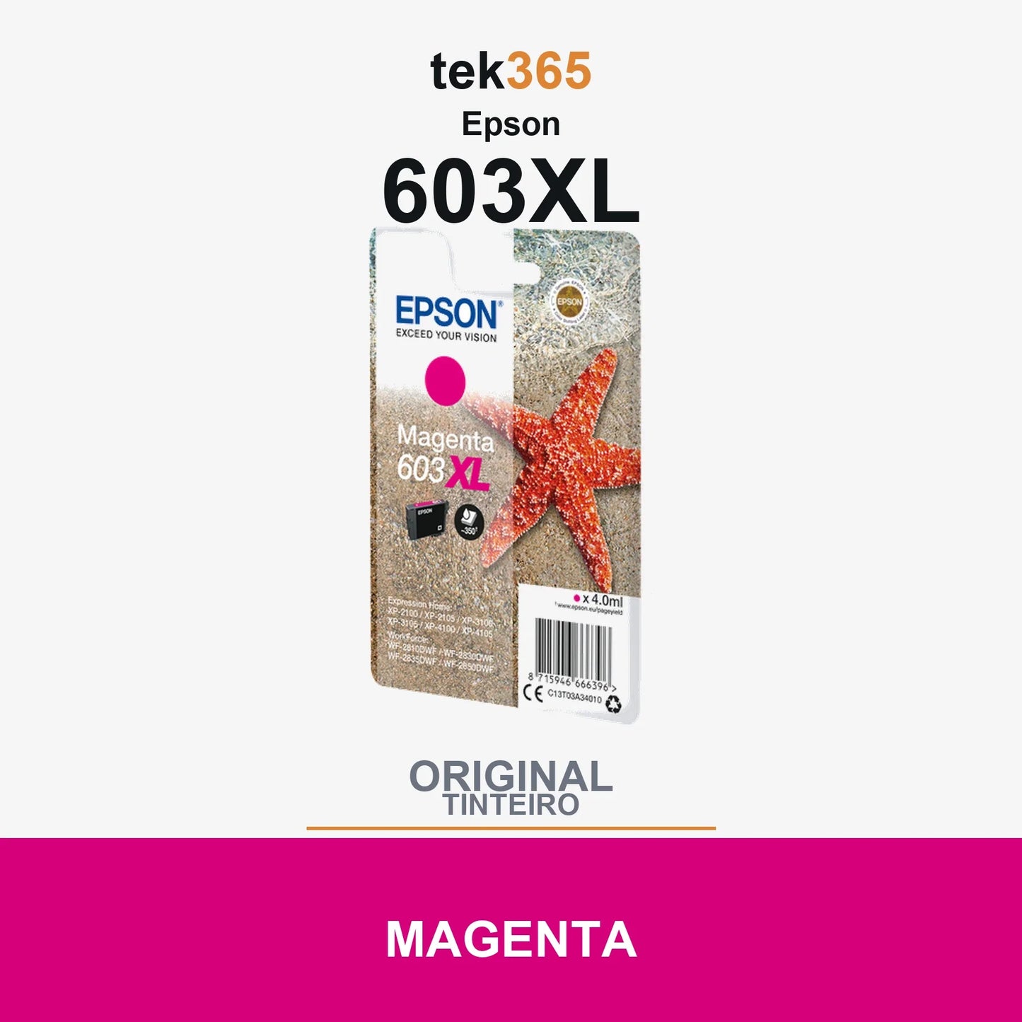 Cartucho de tinta original Epson 603XL Magenta