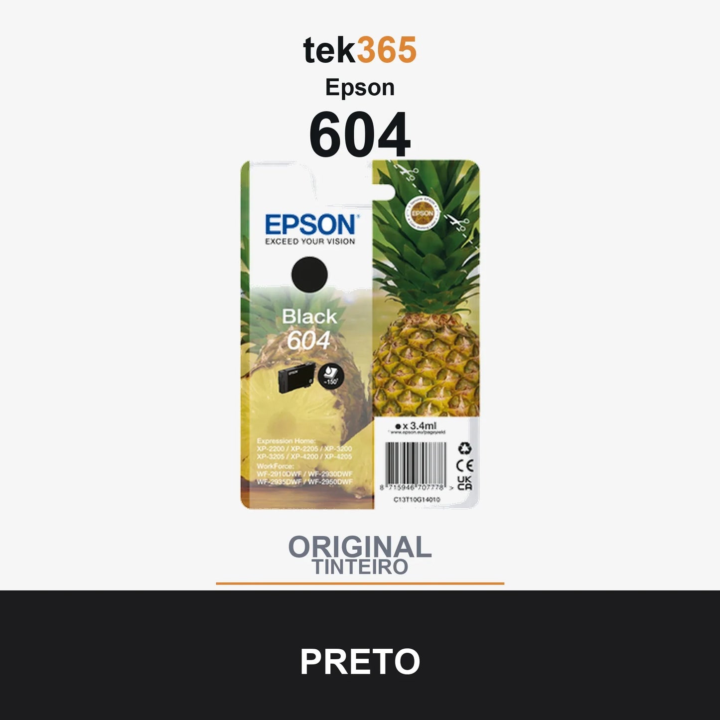 Cartucho de tinta original Epson 604 Preto