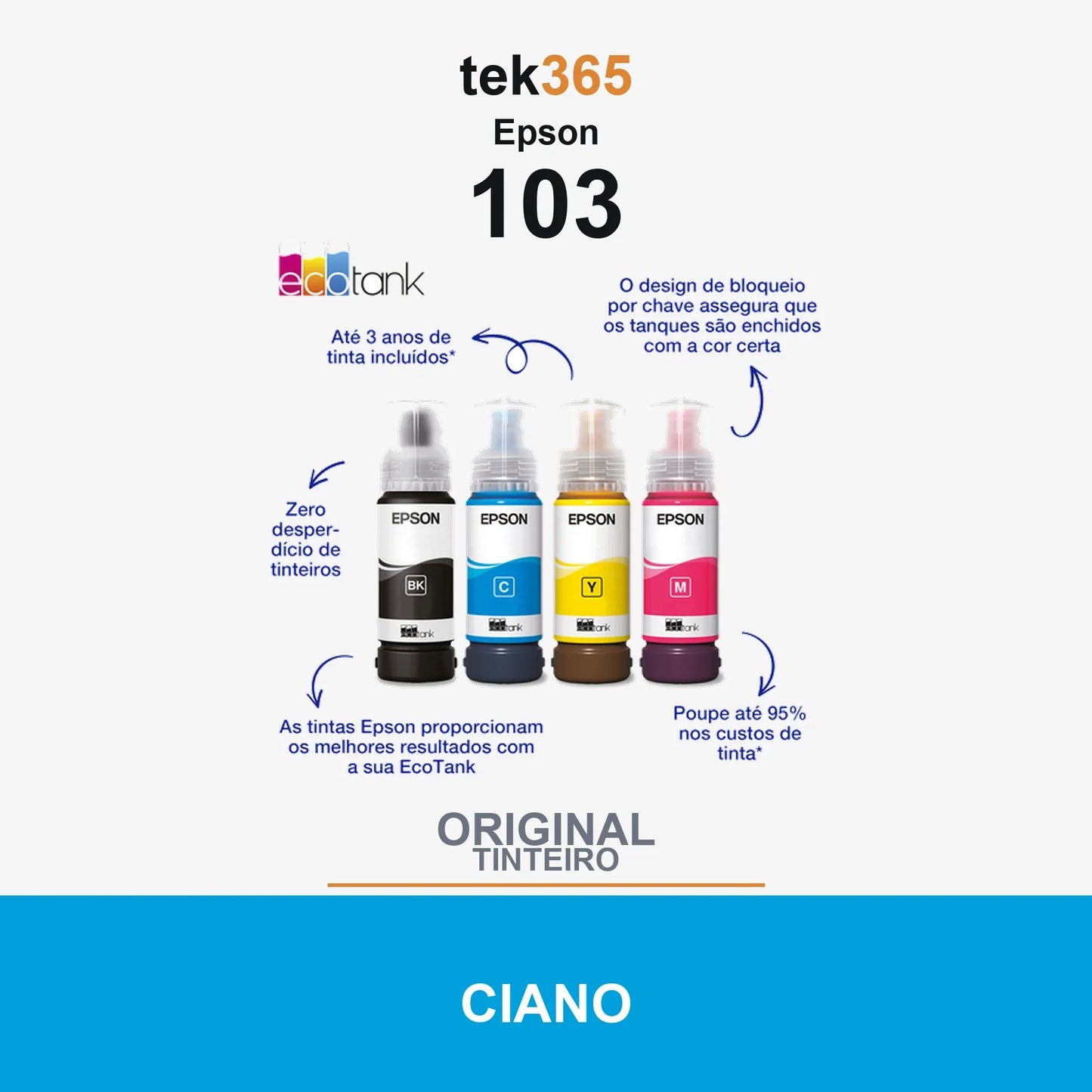 Garrafa de tinta original Epson 103 Ciano