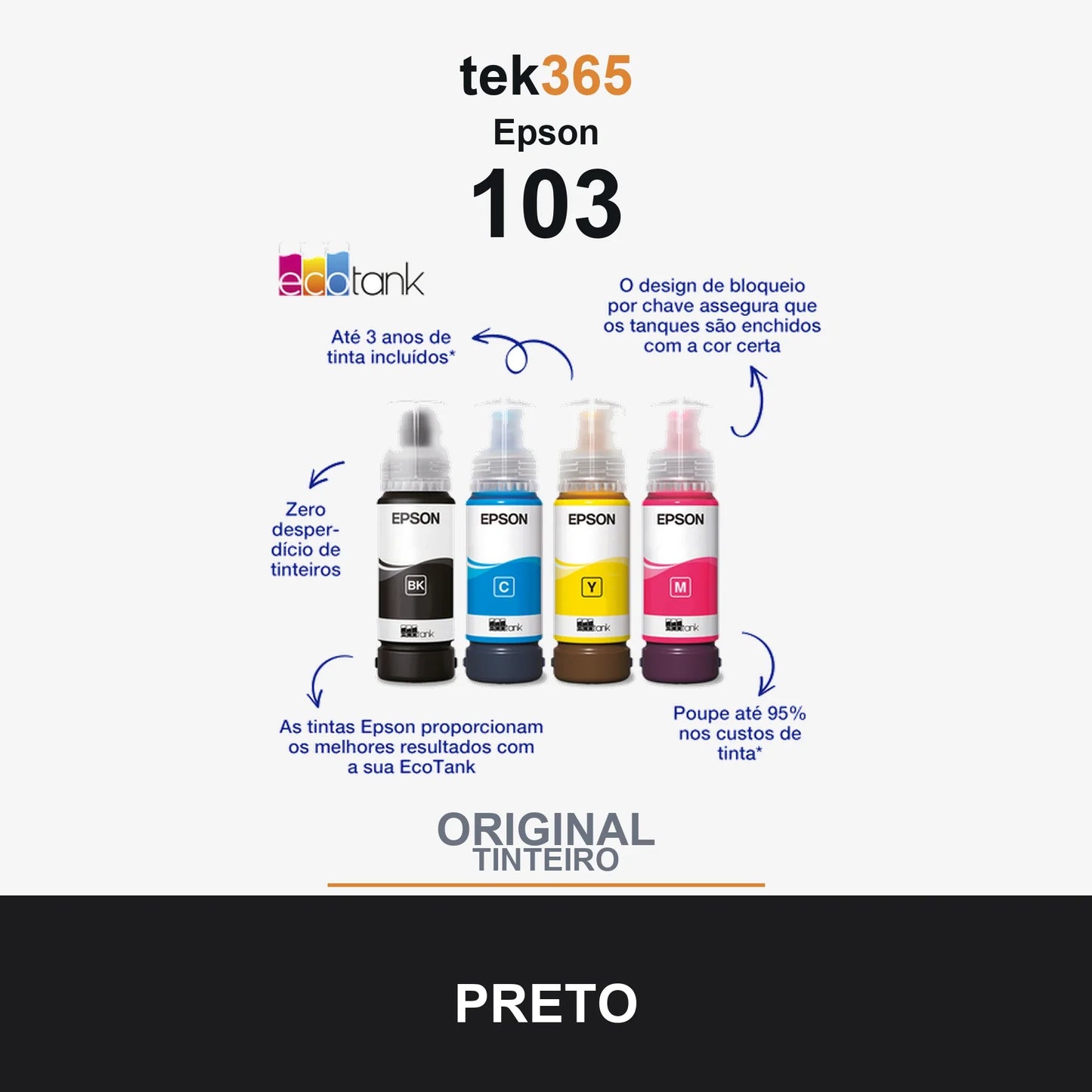 Garrafa de tinta original Epson 103 Preto