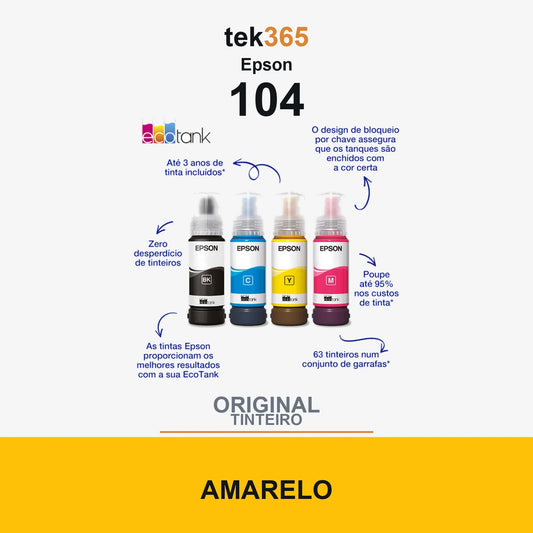 Garrafa de tinta original Epson 104 Amarelo