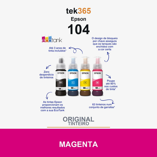 Garrafa de tinta original Epson 104 Magenta