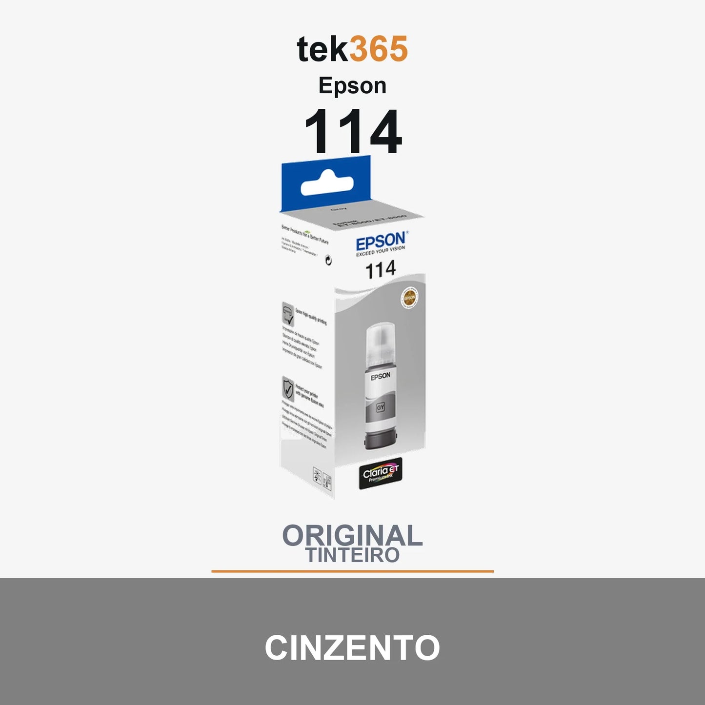 Garrafa de tinta original Epson 114 Cinzento