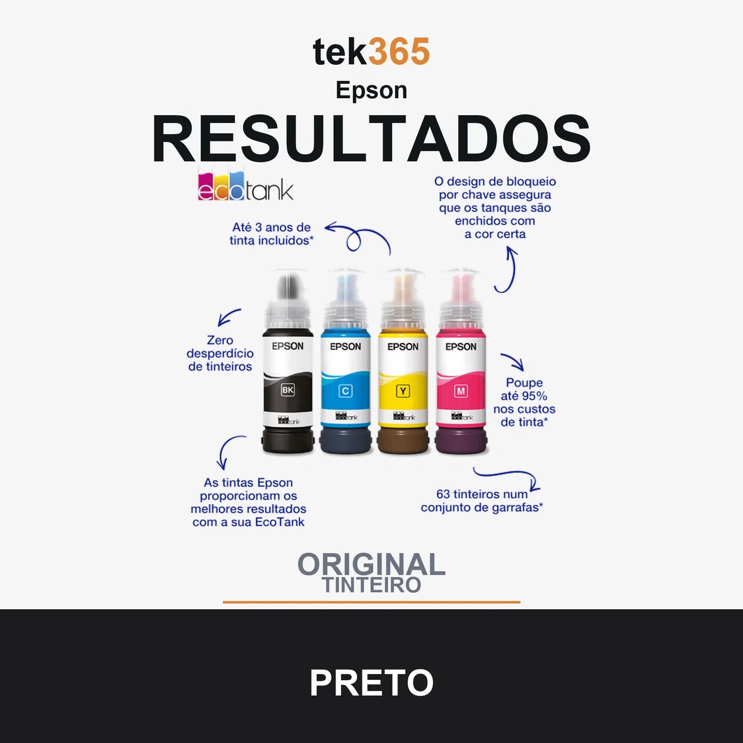 Garrafa de tinta original Epson 104 Preto