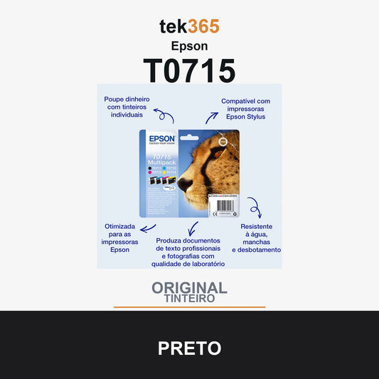 Pack de 4 de cartucho de tinta original Epson T0715 4 Cores