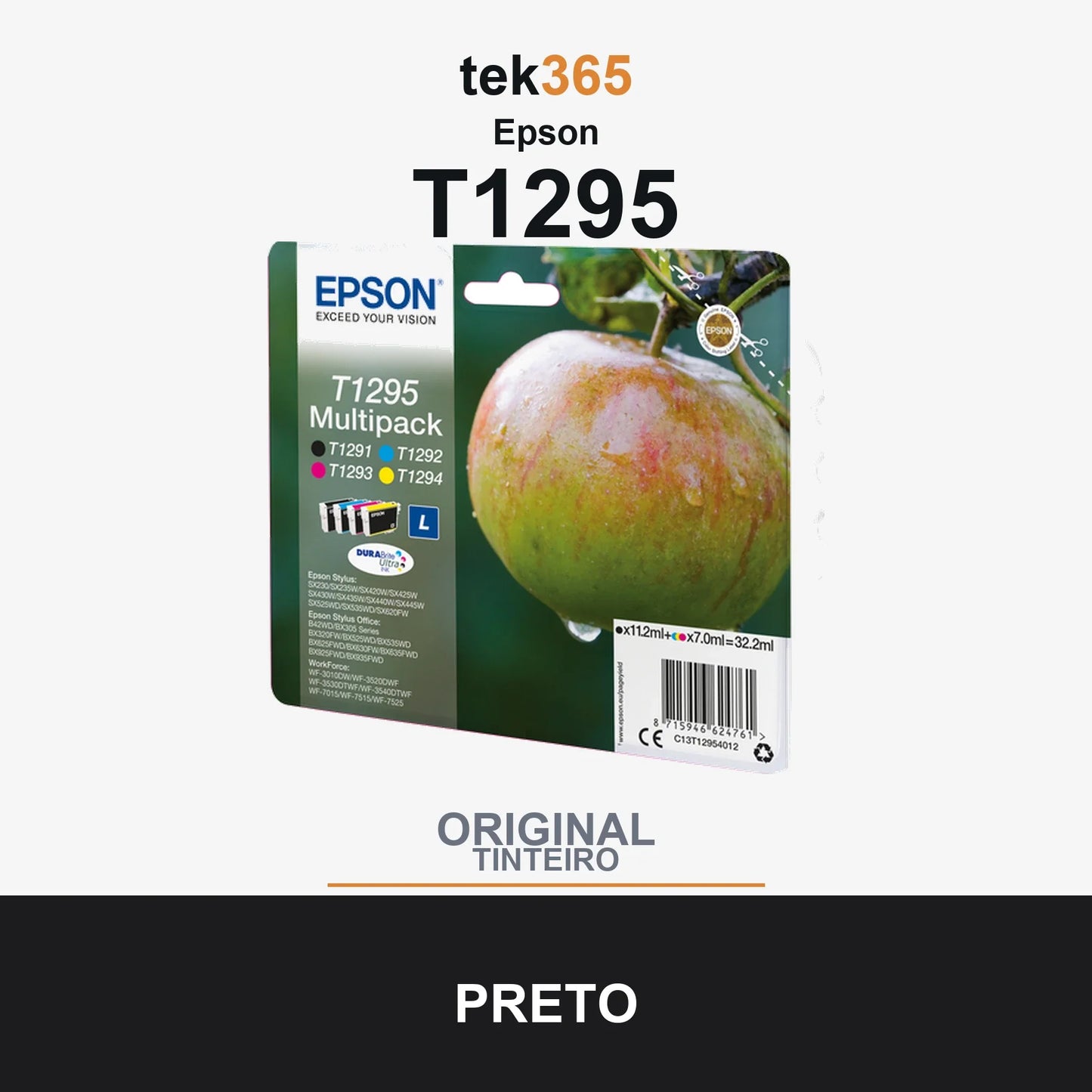 Pack de 4 de cartucho de tinta original Epson T1295 4 Cores