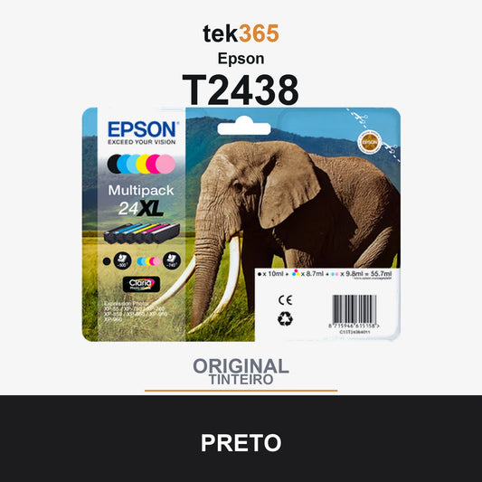 Pack de 6 de cartucho de tinta original Epson T2438 (24XL) • Capacidad: 1x 500 Páginas / 5x 740 Páginas