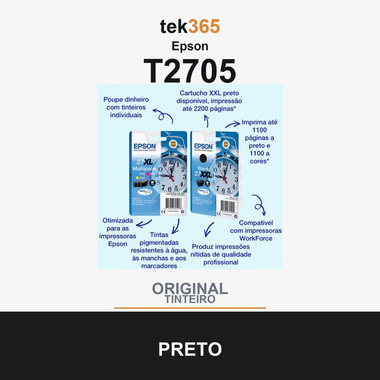 Pack de 3 de cartucho de tinta original Epson T2705 (27) 3 Colores