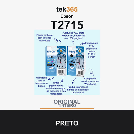 Pack de 3 de cartucho de tinta original Epson T2715 (27XL) 3 Colores