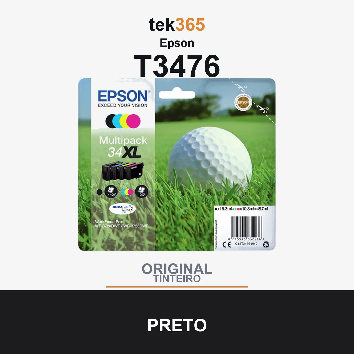 Pack de 4 de cartucho de tinta original Epson T3476 4 Cores