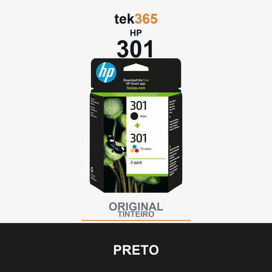 Pack de 2 de cartucho de tinta original HP 301 Negro + Color Preto e Tricolor