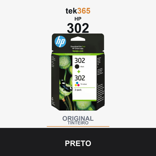 Pack de 2 de cartucho de tinta original HP 302 Negro + Color Preto e Tricolor