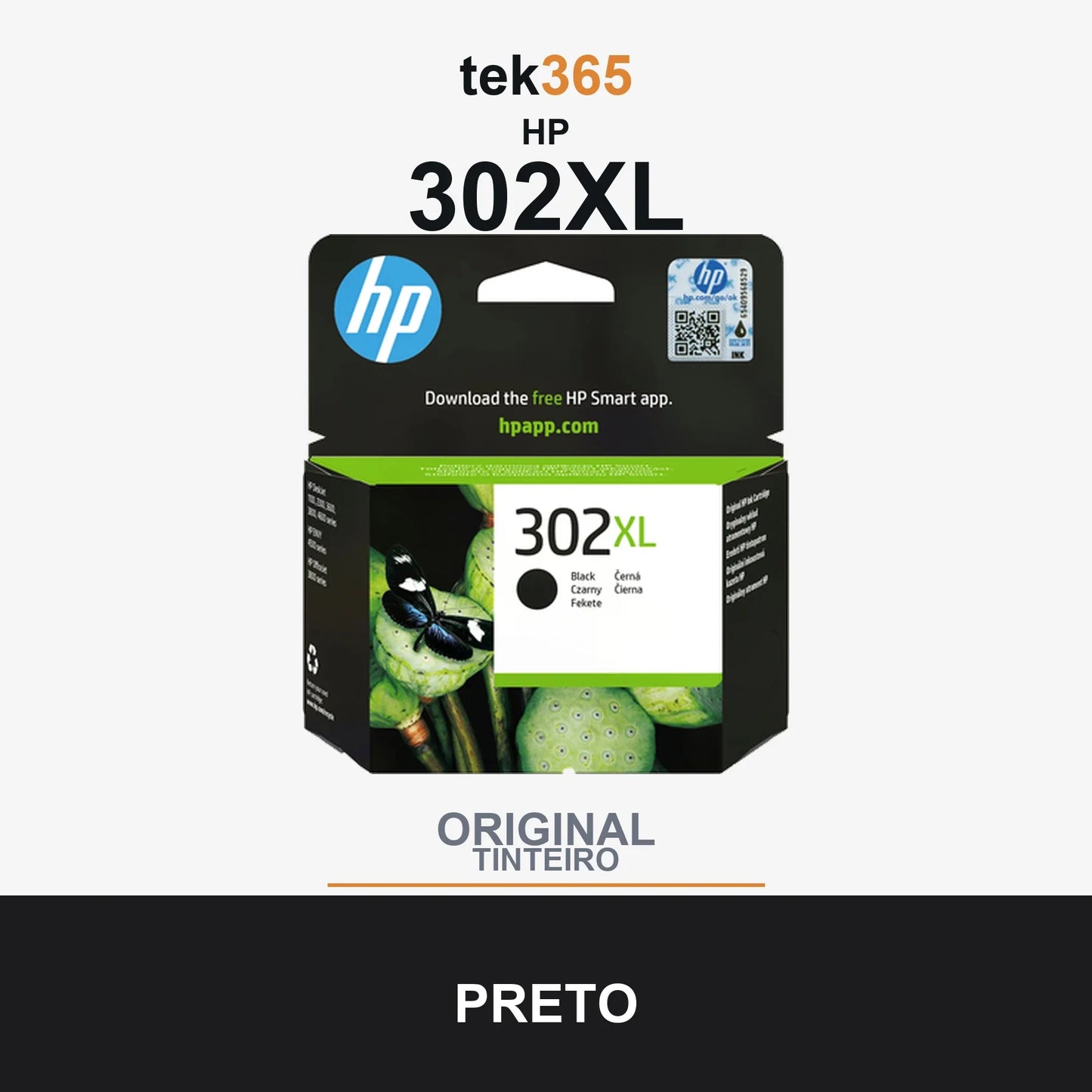 Cartucho de tinta original HP 302XL Preto