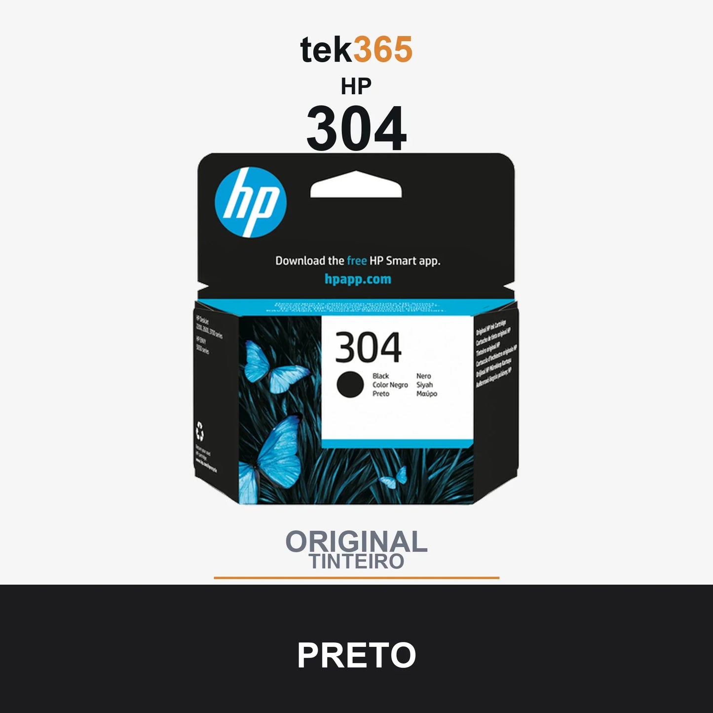 Cartucho de tinta original HP 304 Preto