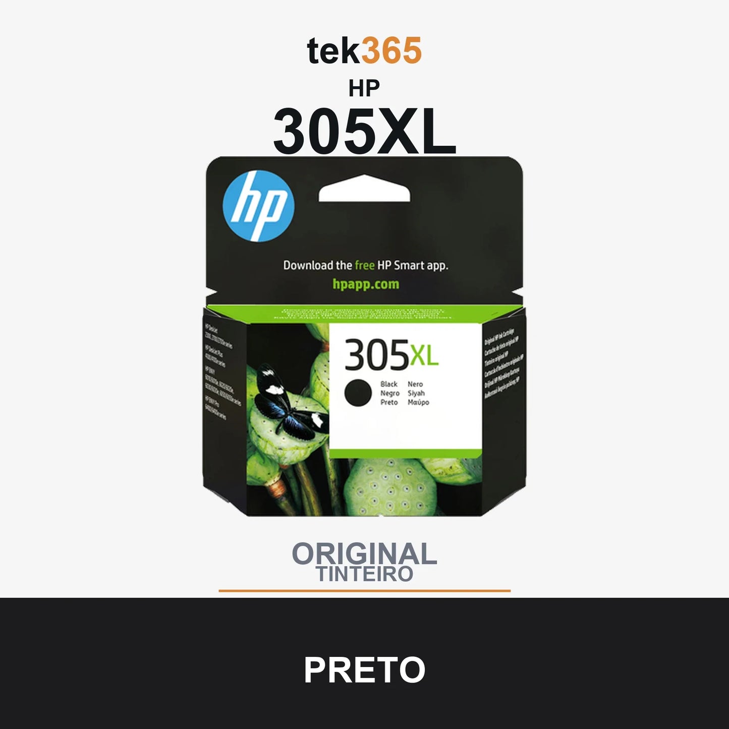 Cartucho de tinta original HP 305XL Preto