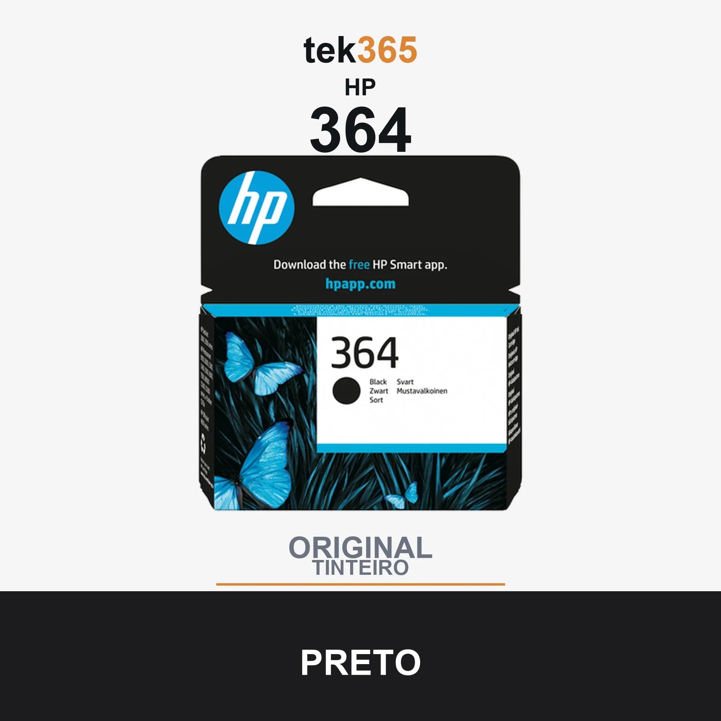 Cartucho de tinta original HP 364 Preto