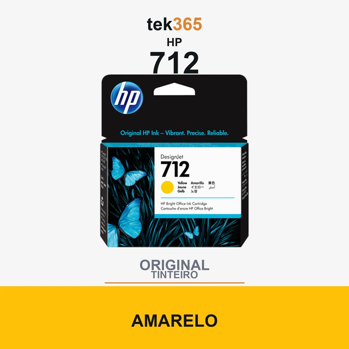 Cartucho de tinta original HP 712 Amarelo
