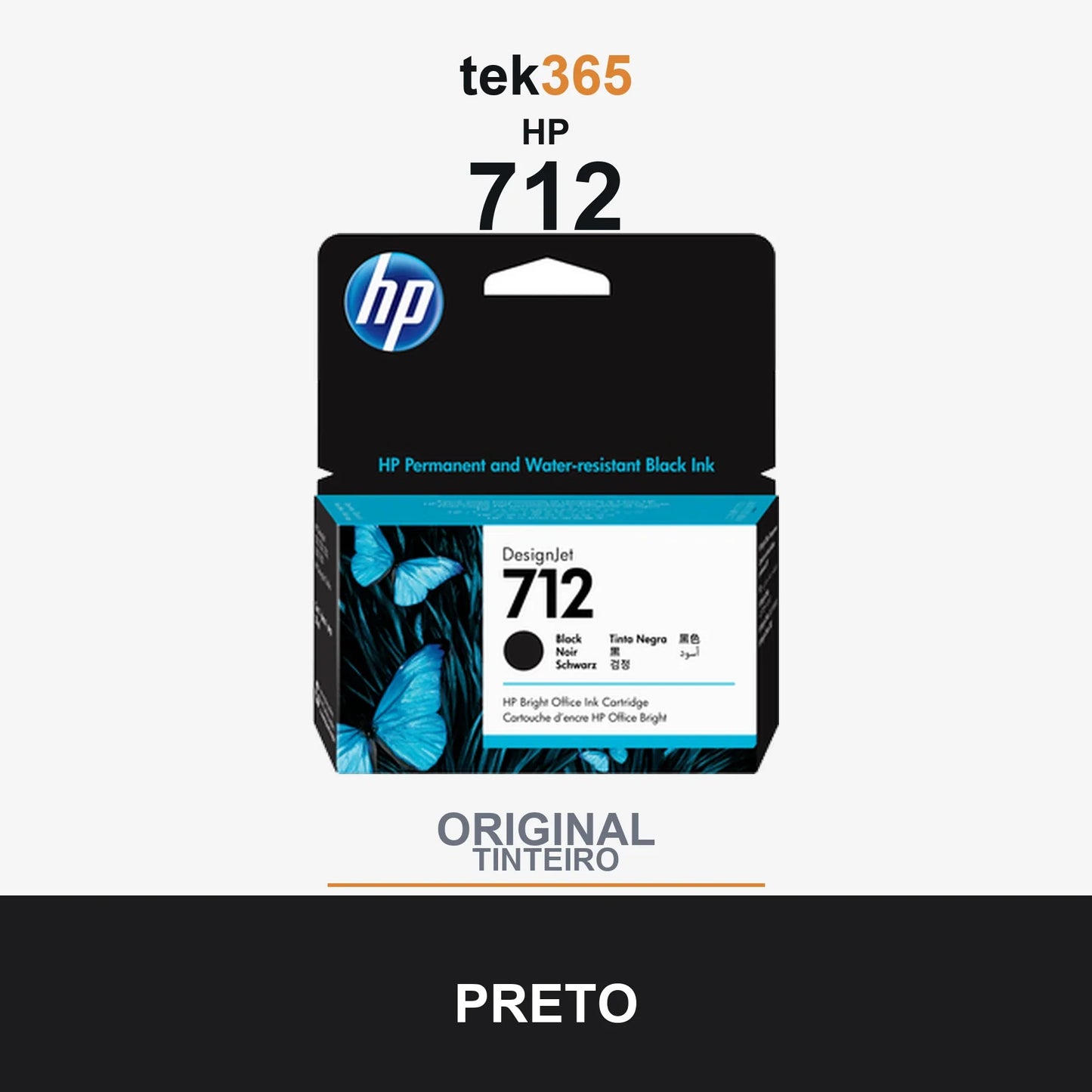Cartucho de tinta original HP 712 Preto