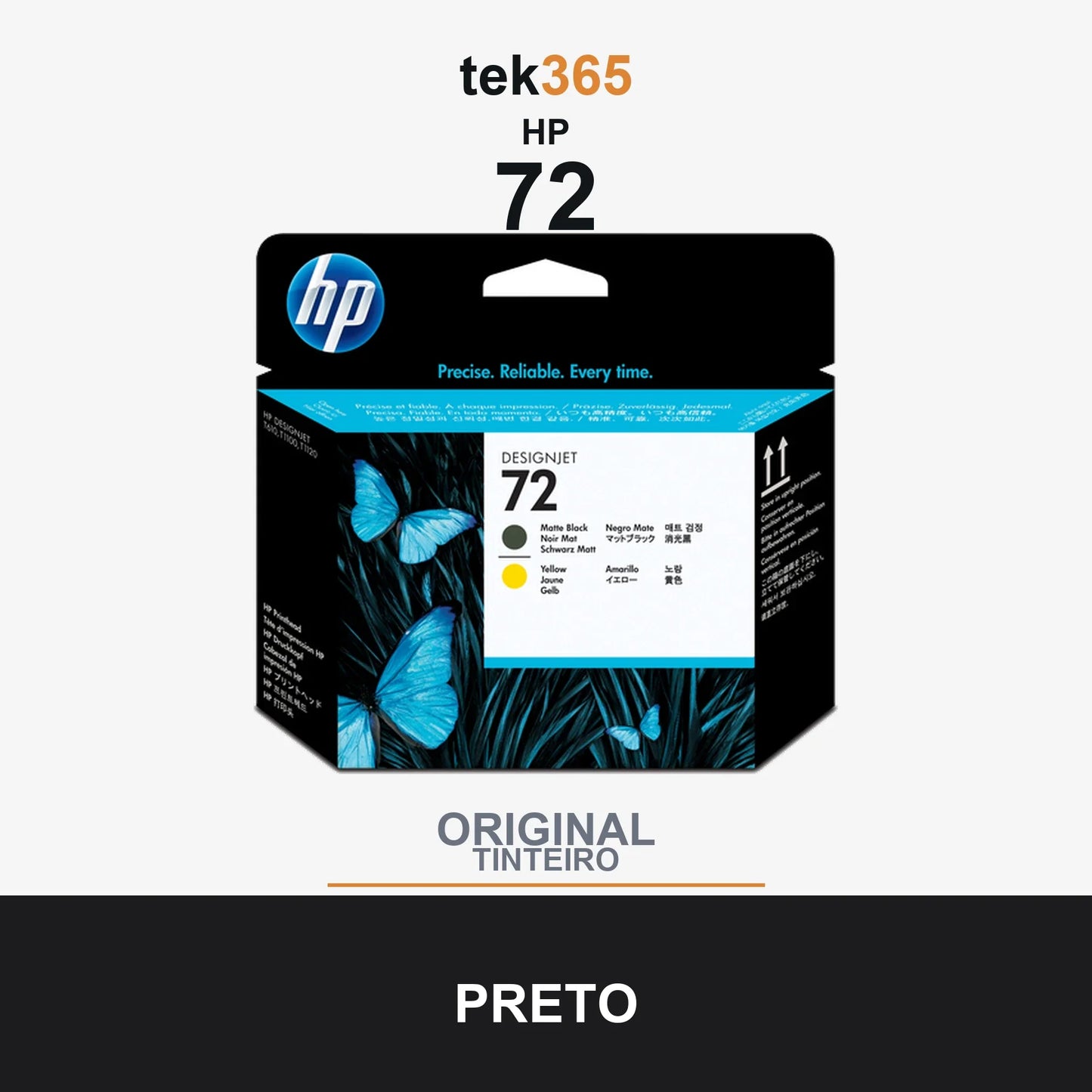 Cartucho de tinta original HP 72 Cabeça de Impressão Original - Negro Mate y Amarillo - C9384A • Capacidad: