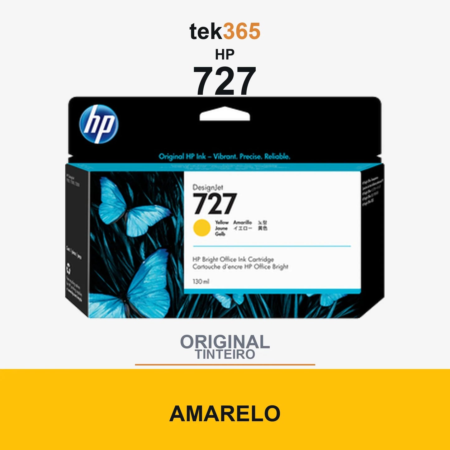 Cartucho de tinta original HP 727 Amarelo