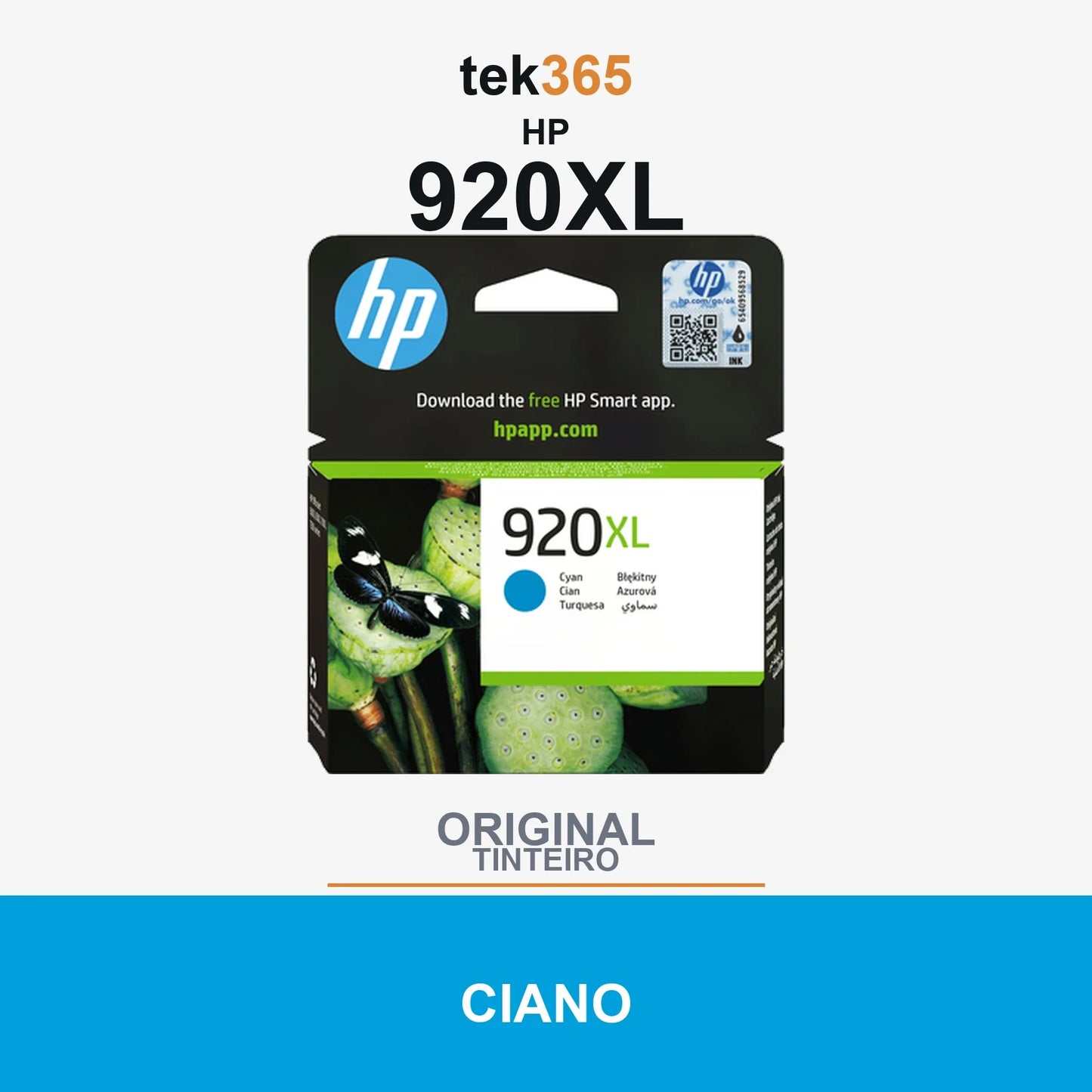 Cartucho de tinta original HP 920XL Ciano