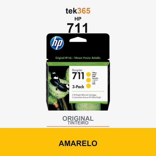 Pack de 3 de cartucho de tinta original HP 711 Amarelo