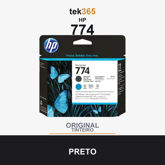 Cartucho de tinta original HP 774 Cabeça de Impressão Original - Negro Mate, Cyan - P2W01A Negro Mate / Cyan