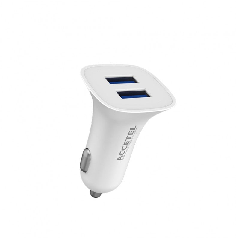 W Carregador de Carro USB Duplo 2.1A Branco
