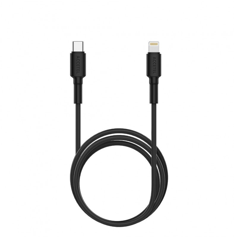 PD Cabo de Carregamento Rápido 20W TPE Tipo-C para Lightning (1M) Preto