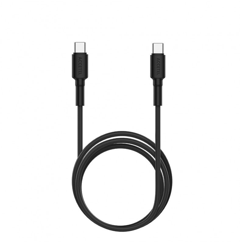 Cabo de carregamento rápido 60W TPE Tipo-C a Tipo-C Máx.20V 3A (1M) Preto