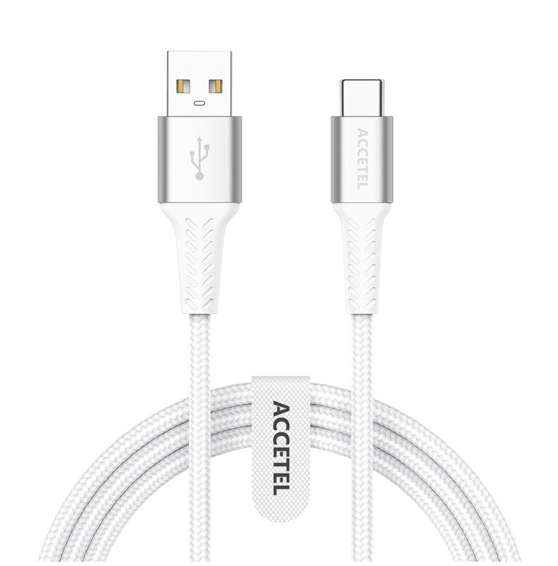 Cabo de Dados Nylon Flex 3.0A Tipo-C (1M) Branco