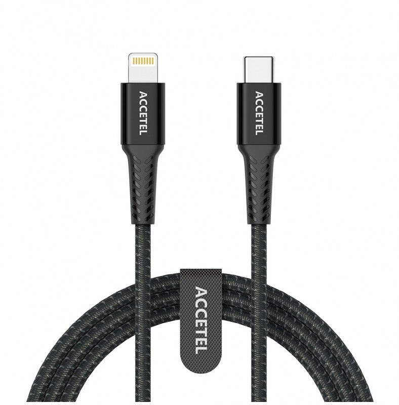 Cabo de carregamento rápido Nylon Flex 30W Tipo-C para Lightning (1M) Preto