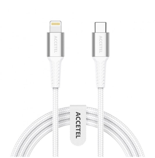 Cabo de Carregamento Rápido Nylon Flex 30W Tipo-C para Lightning (1M) Branco