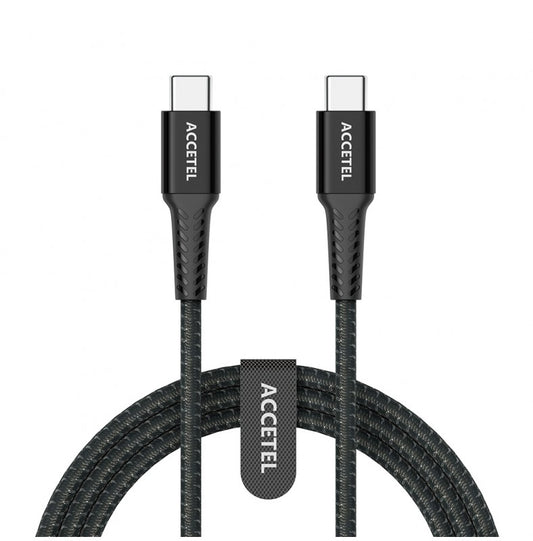 Cabo de carregamento rápido Nylon Flex 60W Tipo-C a Tipo-C (1M) Preto