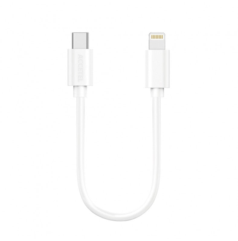 Cabo de Carregamento Rápido PD 30W Tipo-C para Lightning Branco (0.30M)
