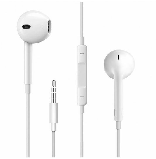 Auscultadores Estéreo com Microfone Branco (Novo)