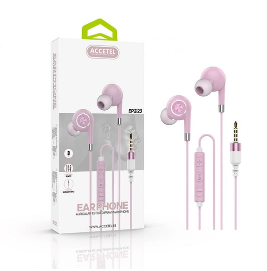 Auscultadores Estéreo com Microfone E Botão Multifuncional Rosa/Prata