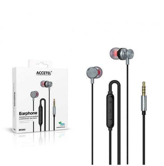 Auscultadores Estéreo 3.5mm com Microfone Cinza