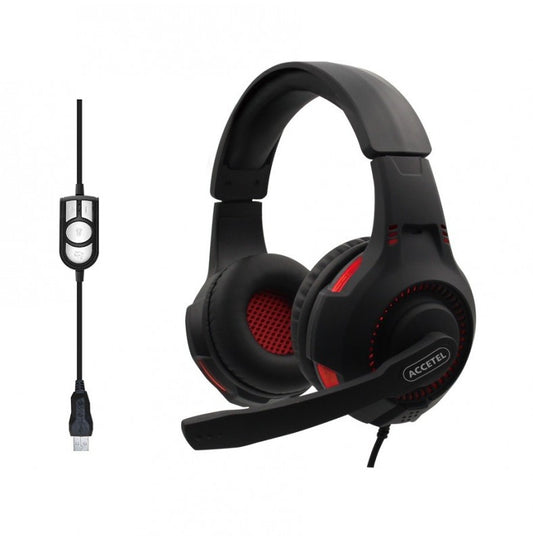 Auscultadores Estéreo Jogos LED 3.5mm com Microfone Vermelho
